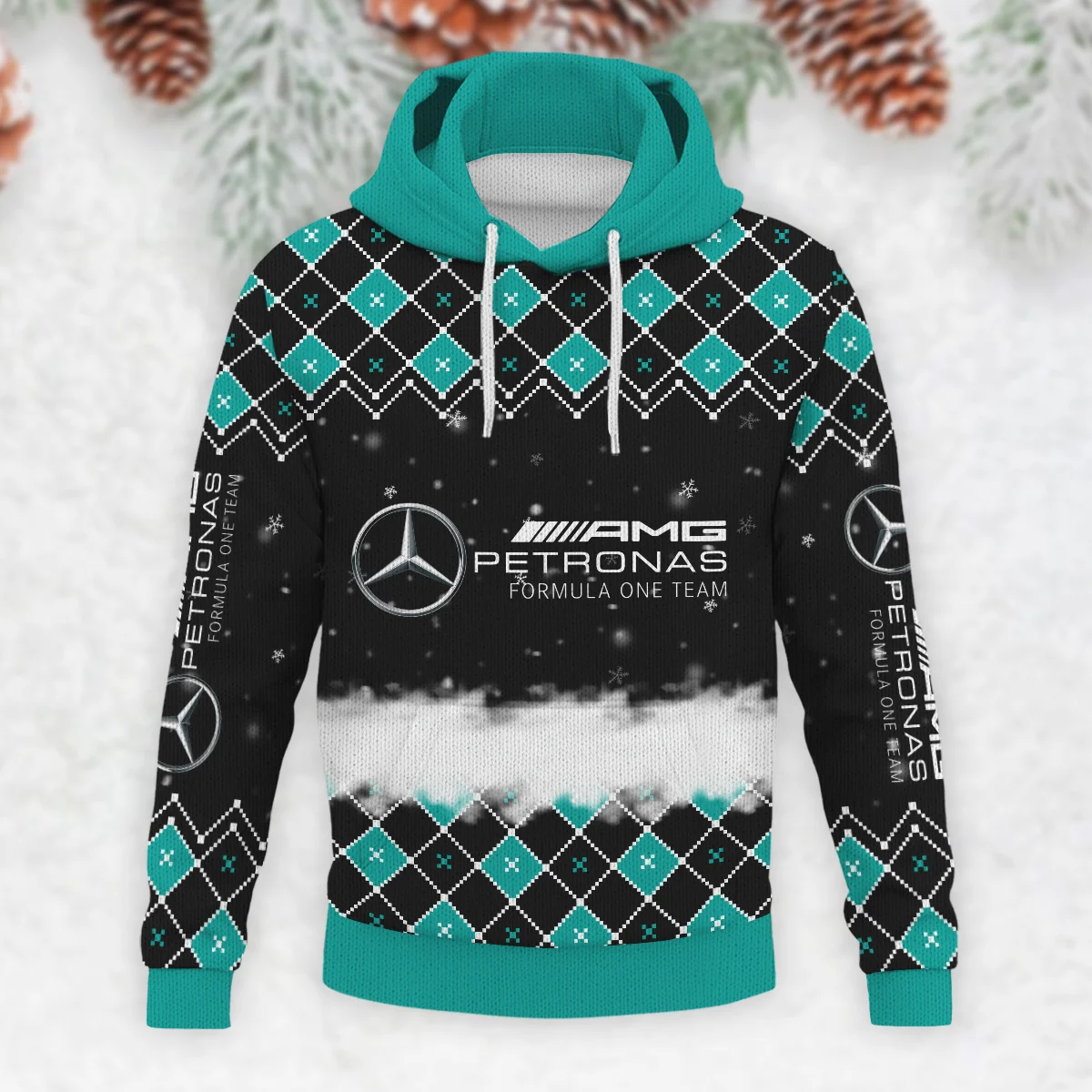 X-Mas Mercedes Formula 1 - Knitted Hoodie BLVAF12209250A3MER - Image 2
