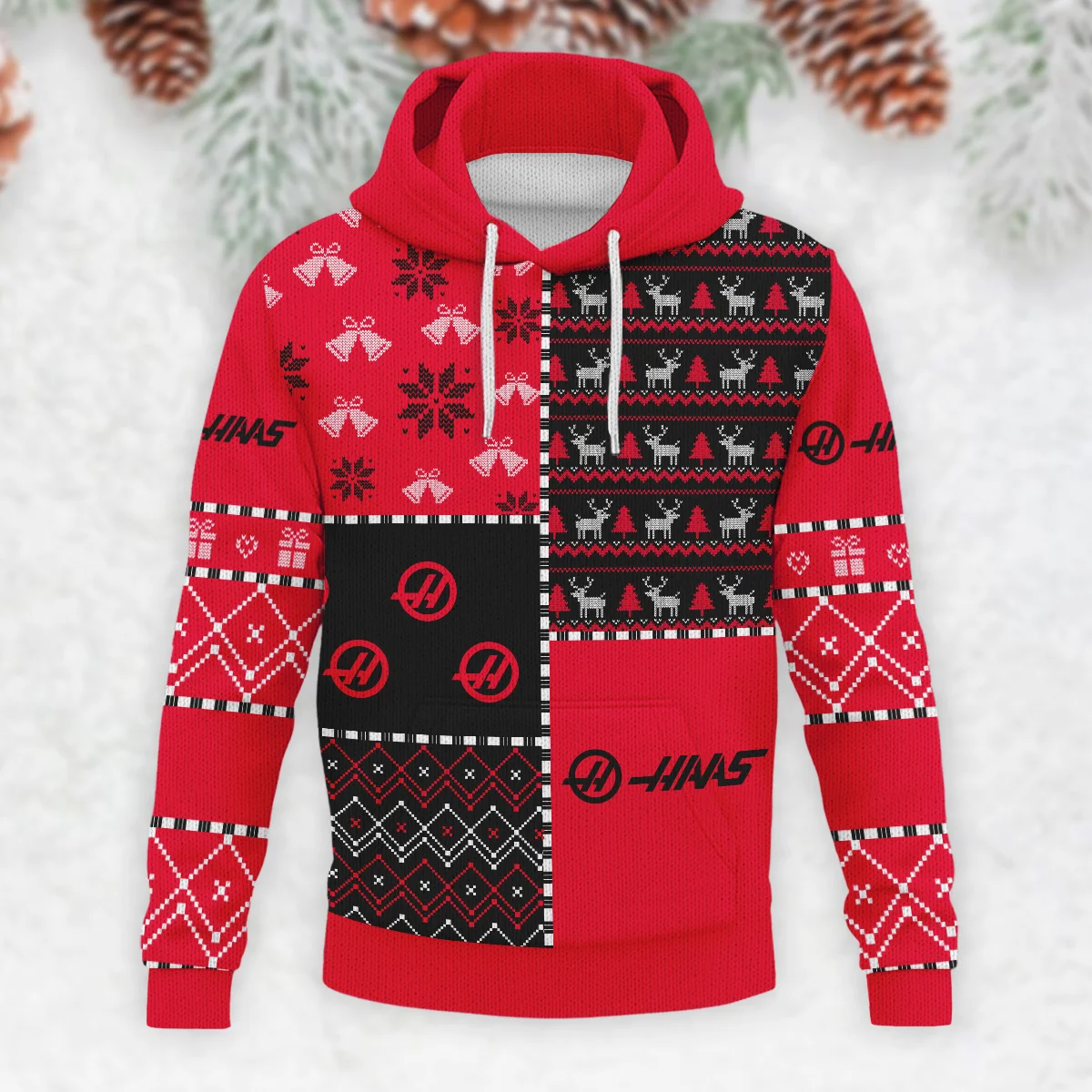 X-Mas Pattern Haas Formula 1 - Knitted Hoodie BLVAF12209250A2HAAS - Image 2