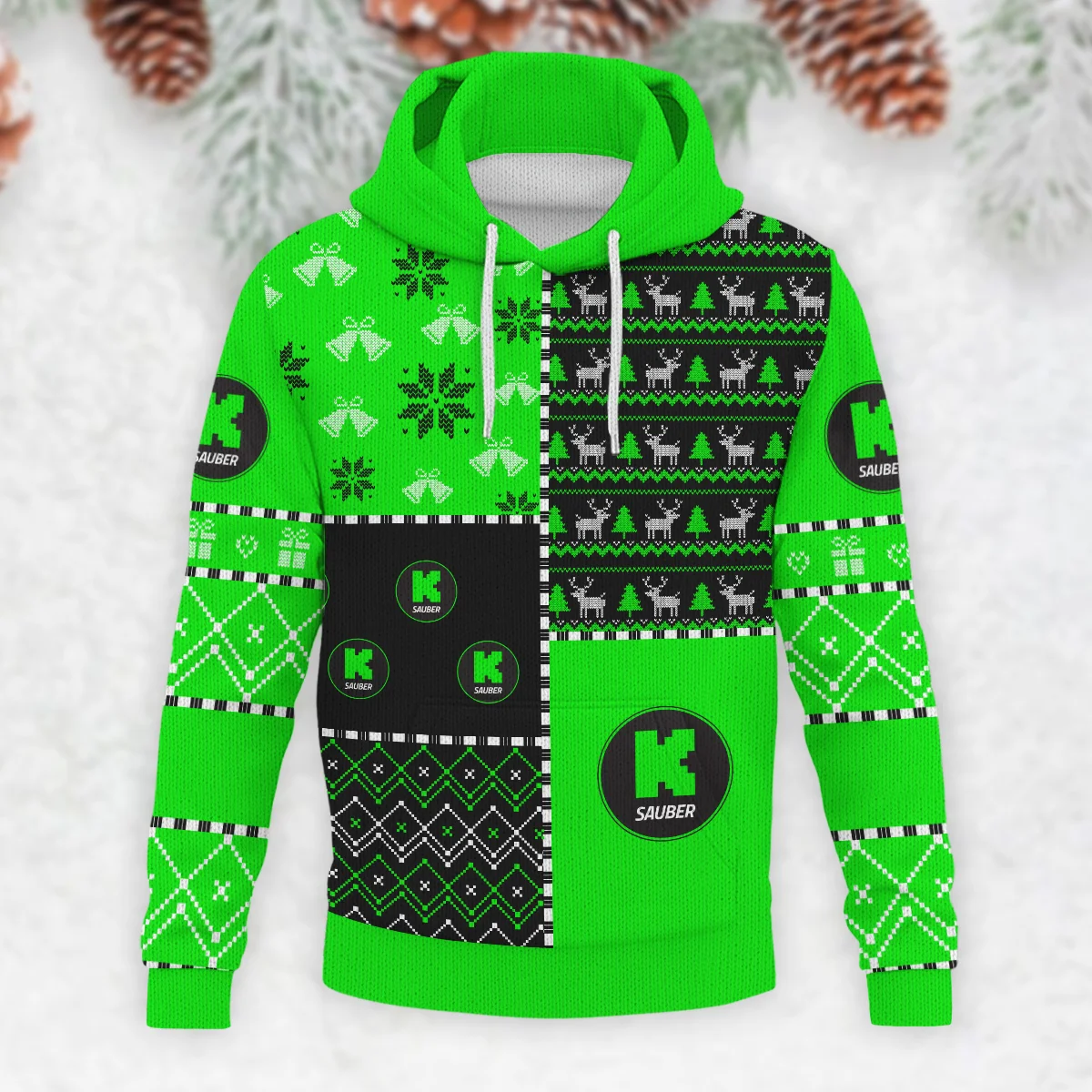 X-Mas Pattern Kick Sauber Formula 1 - Knitted Hoodie BLVAF12209250A2KS - Image 2