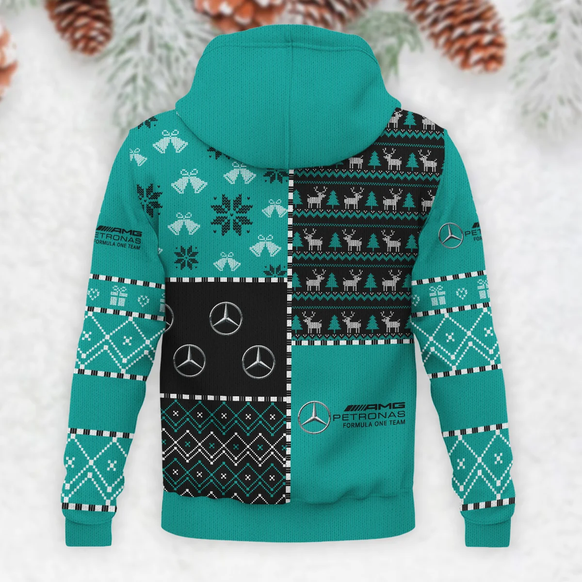 X-Mas Pattern Mercedes Formula 1 - Knitted Hoodie BLVAF12209250A2MER - Image 3