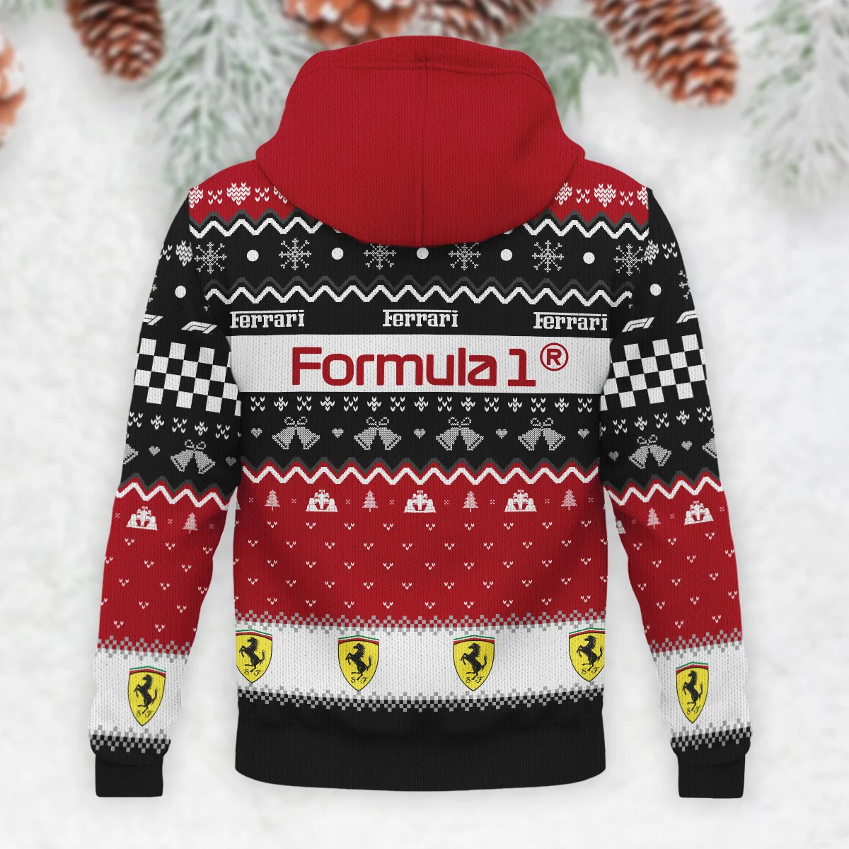Xmas Ferrari Formula 1 - Knitted Hoodie BLVAF12209250A12FRR - Image 3