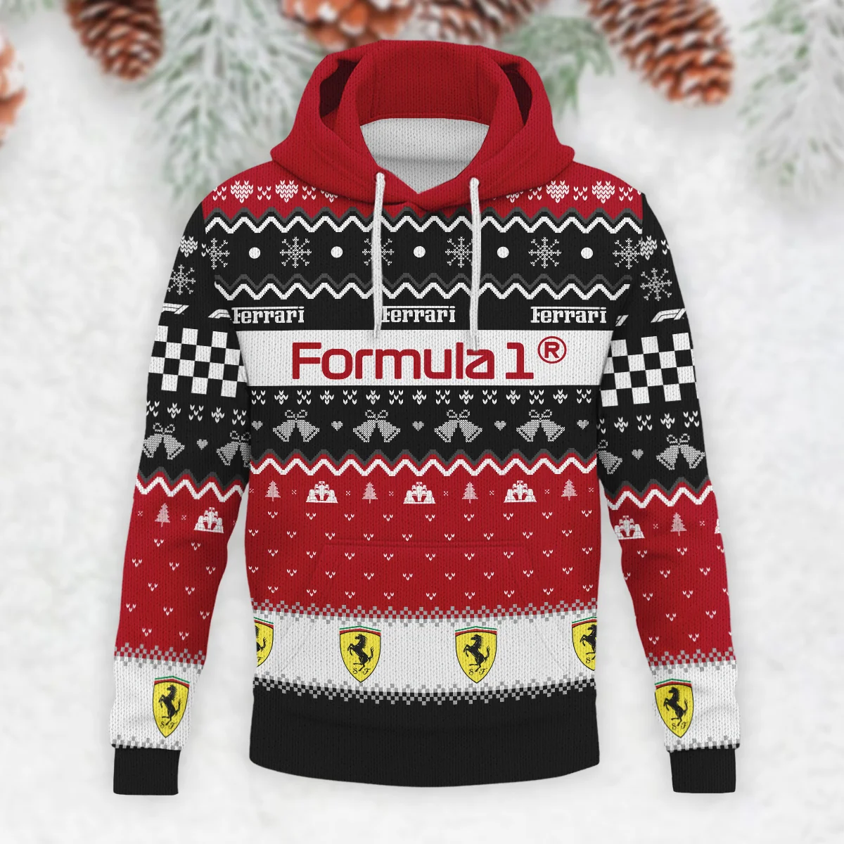 Xmas Ferrari Formula 1 - Knitted Hoodie BLVAF12209250A12FRR - Image 2