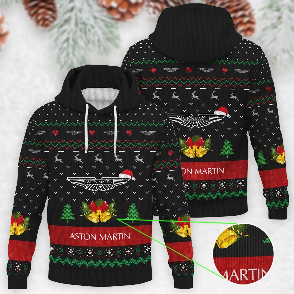 Xmas Pattern Aston Martin Formula 1 - Knitted Hoodie BLVAF12209250A29AM