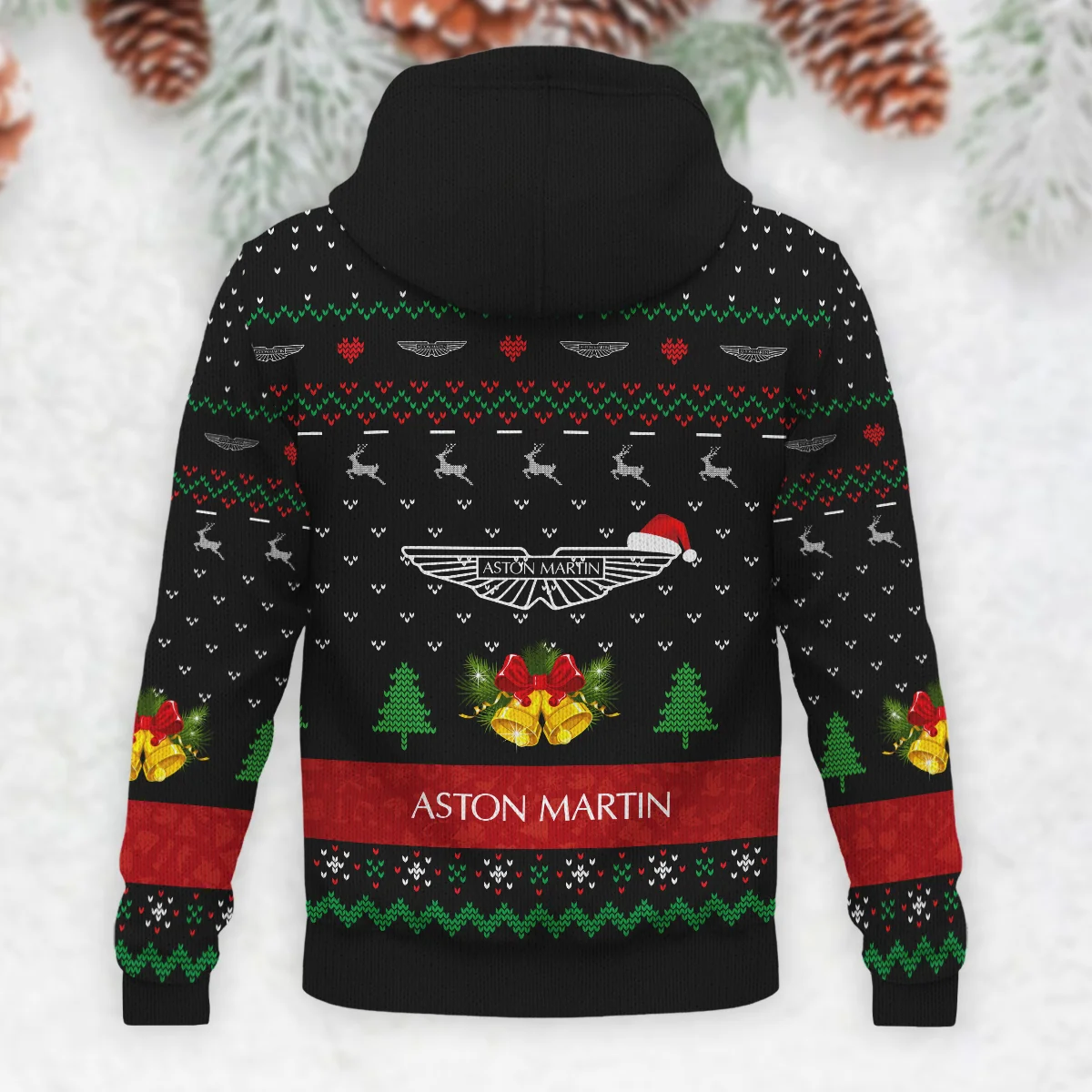 Xmas Pattern Aston Martin Formula 1 - Knitted Hoodie BLVAF12209250A29AM - Image 3