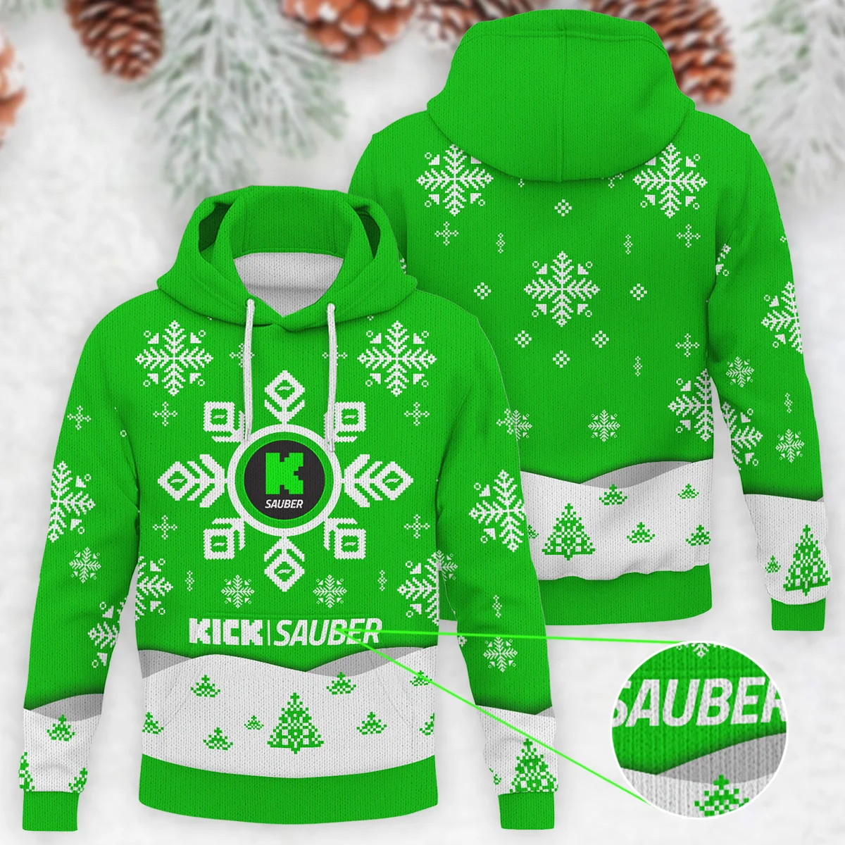 Xmas Pattern Kick Sauber Formula 1 - Knitted Hoodie BLVAF12209250A26KS