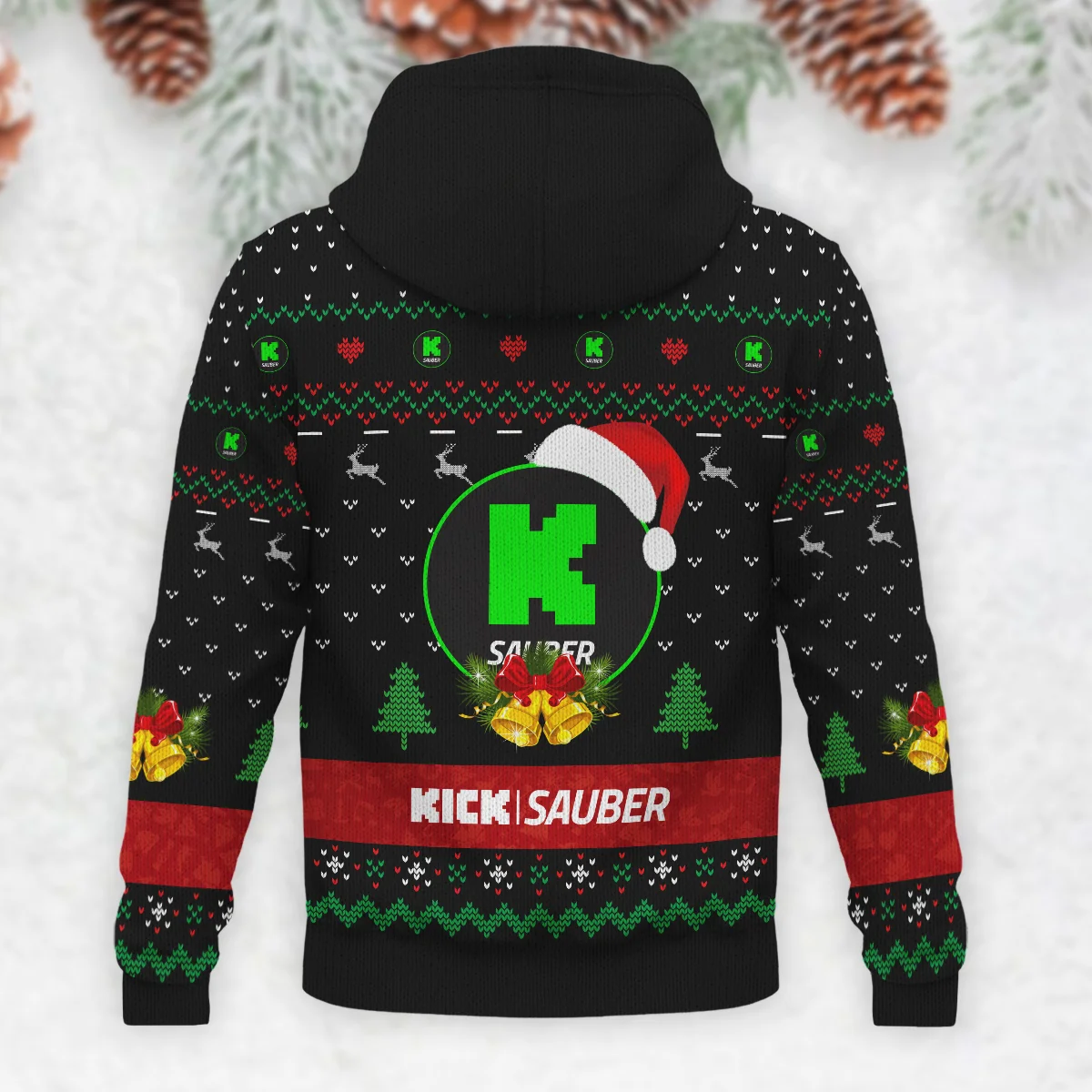 Xmas Pattern Kick Sauber Formula 1 - Knitted Hoodie BLVAF12209250A29KS - Image 3