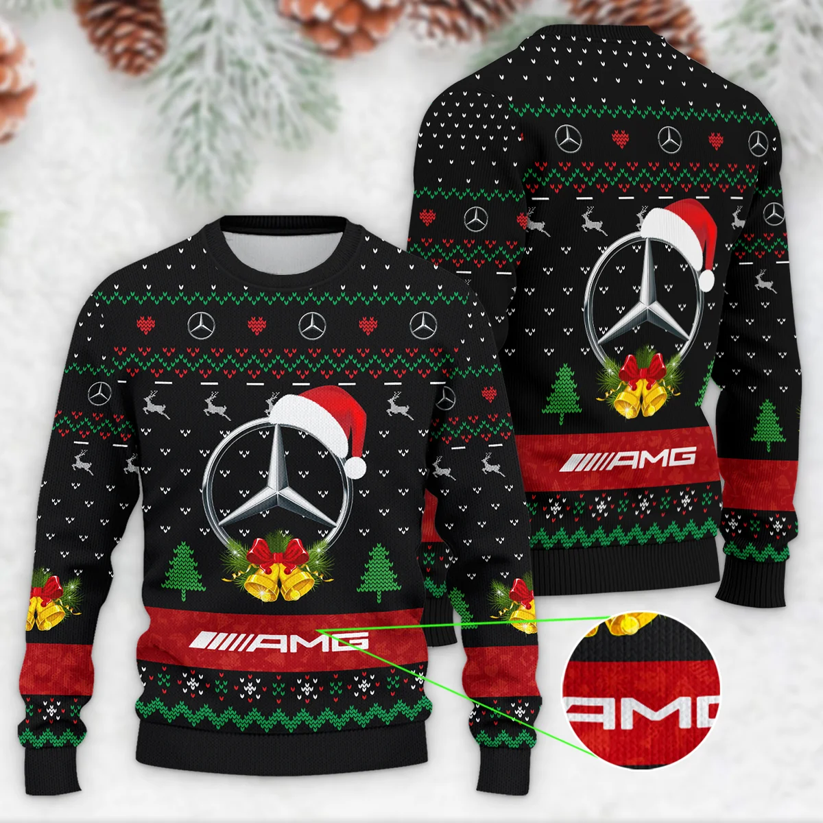 Xmas Pattern Mercedes Formula 1 - Ugly Sweater BLVAF1220925A29MER