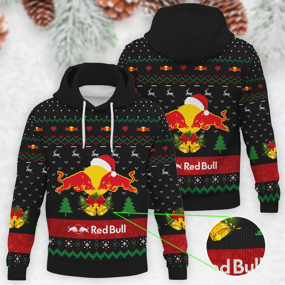 Xmas Pattern Red Bull Racing Formula 1 - Knitted Hoodie BLVAF12209250A29RBR