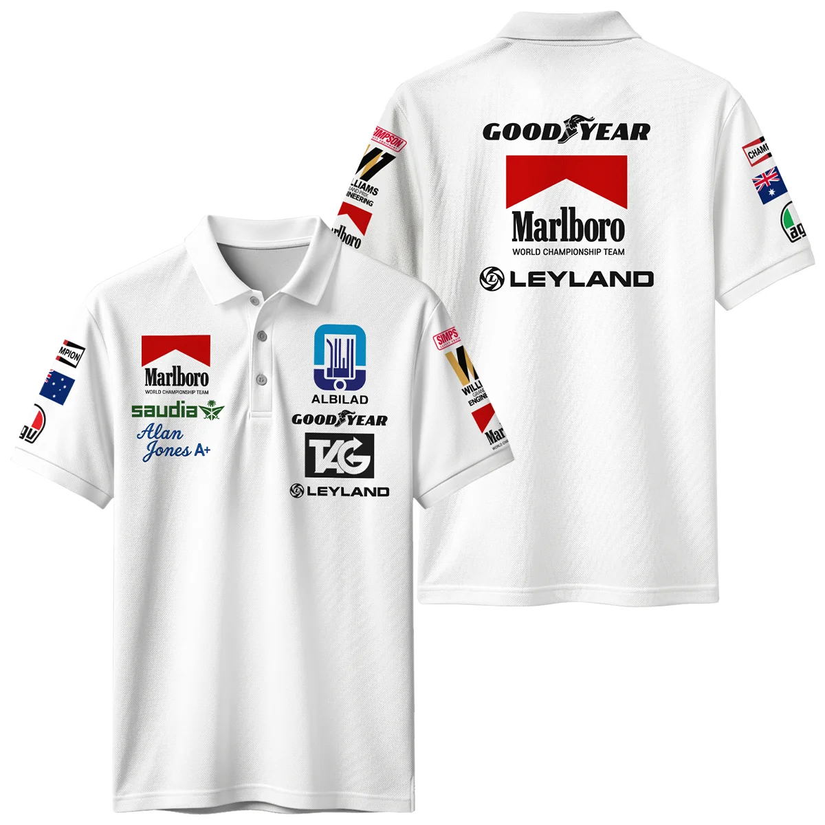 1980 WDC Alan Jones Williams F1 Polo Shirt BLAJ5426A2PL