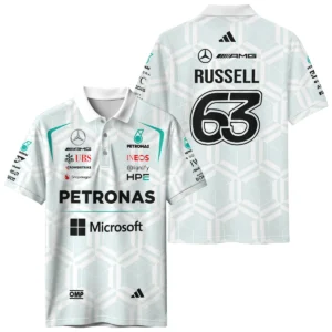 2026 George Russell Mercedes F1 Teamwear Polo Shirt BLGR30326A2PL - White