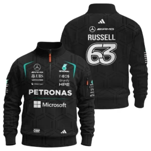 2026 George Russell Mercedes F1 Teamwear Sweatshirt Zipper BLGR30326A1SHZ - Black