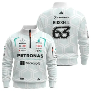2026 George Russell Mercedes F1 Teamwear Sweatshirt Zipper BLGR30326A2SHZ - White