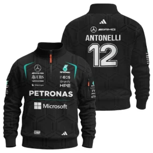2026 Kimi Antonelli Mercedes F1 Teamwear Sweatshirt Zipper BLKA29326A1SHZ - Black