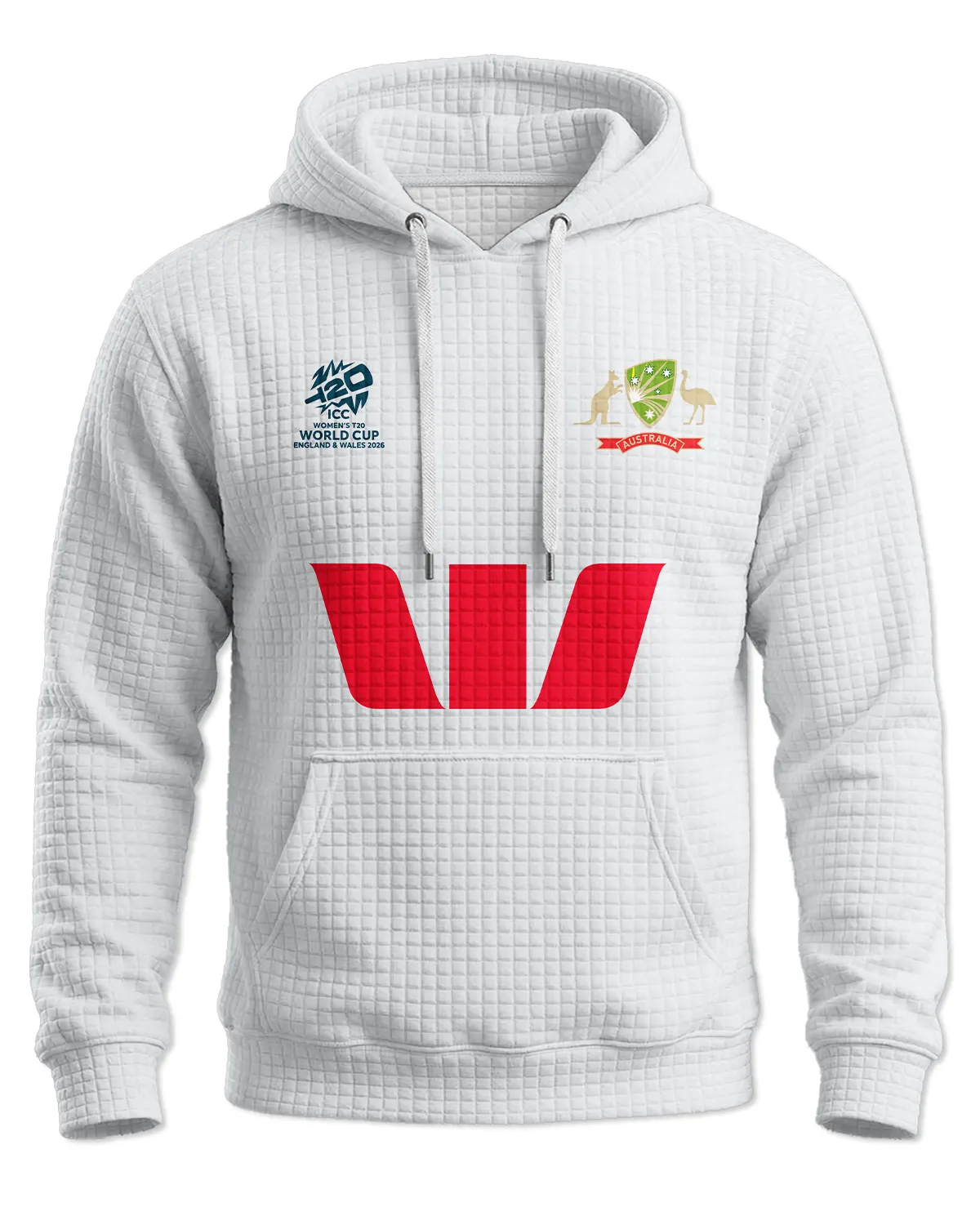 Cricket Cricket Australia Test 2026 Women's T20 World Cup Hoodie Quilted Waffle All Over Prints - Gift for Australia Fans QTCK300326AA6-HQW - Image 2