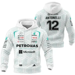 2026 Kimi Antonelli Mercedes F1 Teamwear Hoodie Quilted Waffle BLKA29326A2HQW - White