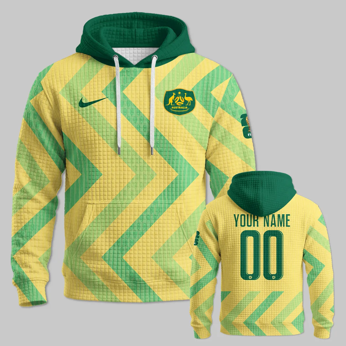 Australia Concept Jersey Hoodie Quilted Waffle All Over Prints - Gift for Australia Fans QTAU030426A2-HQW