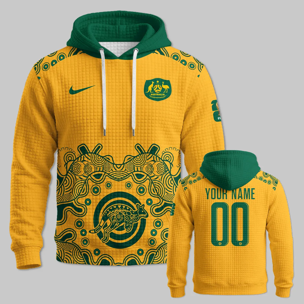 Australia Concept Jersey Hoodie Quilted Waffle All Over Prints - Gift for Australia Fans QTAU030426A3-HQW