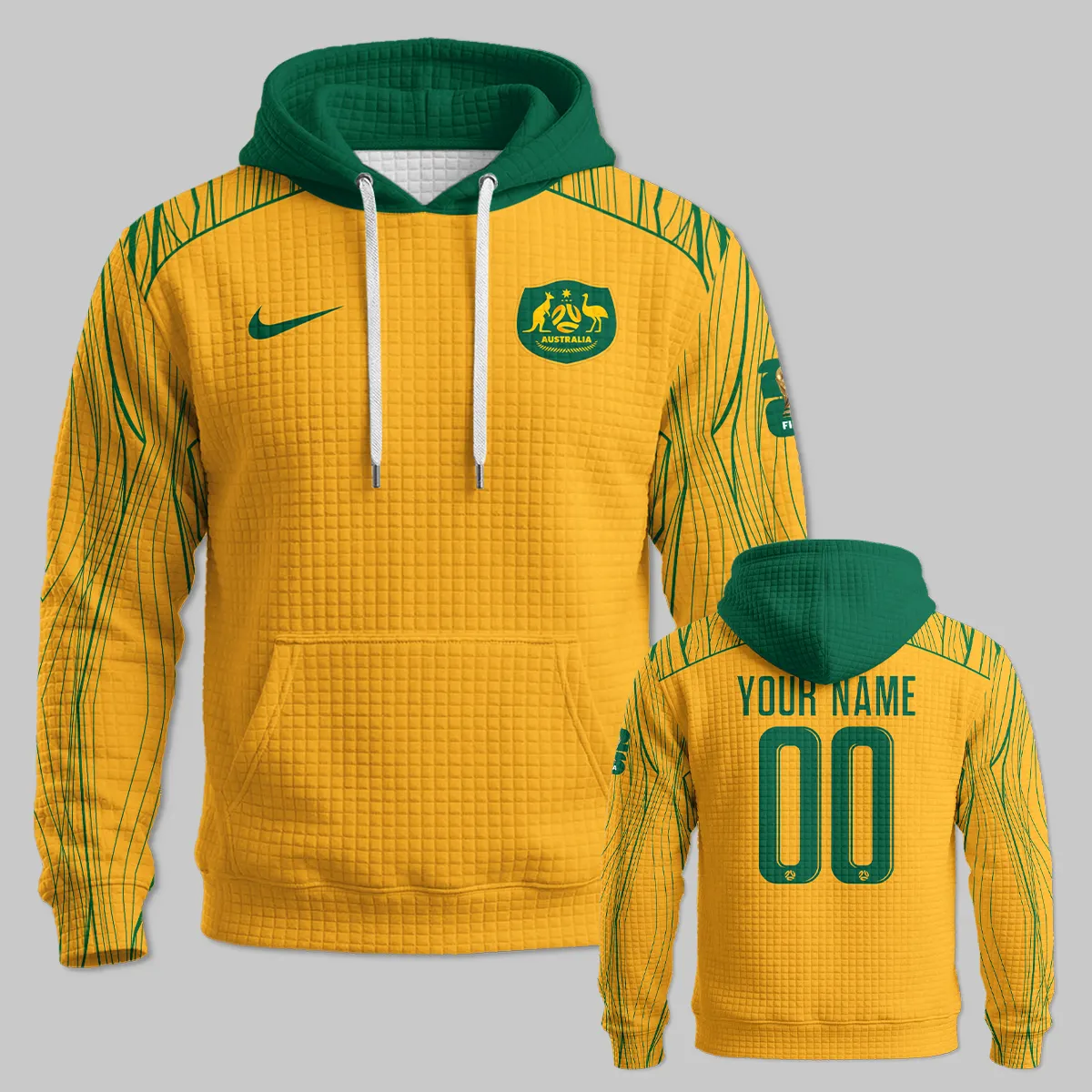 Australia Concept Jersey Hoodie Quilted Waffle All Over Prints - Gift for Australia Fans QTAU030426A4-HQW