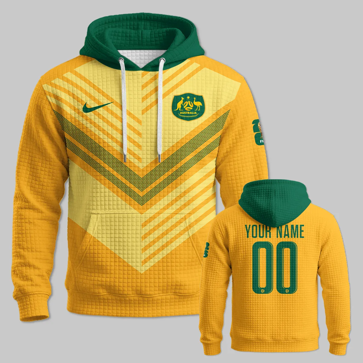 Australia Concept Jersey Hoodie Quilted Waffle All Over Prints - Gift for Australia Fans QTAU030426A5-HQW