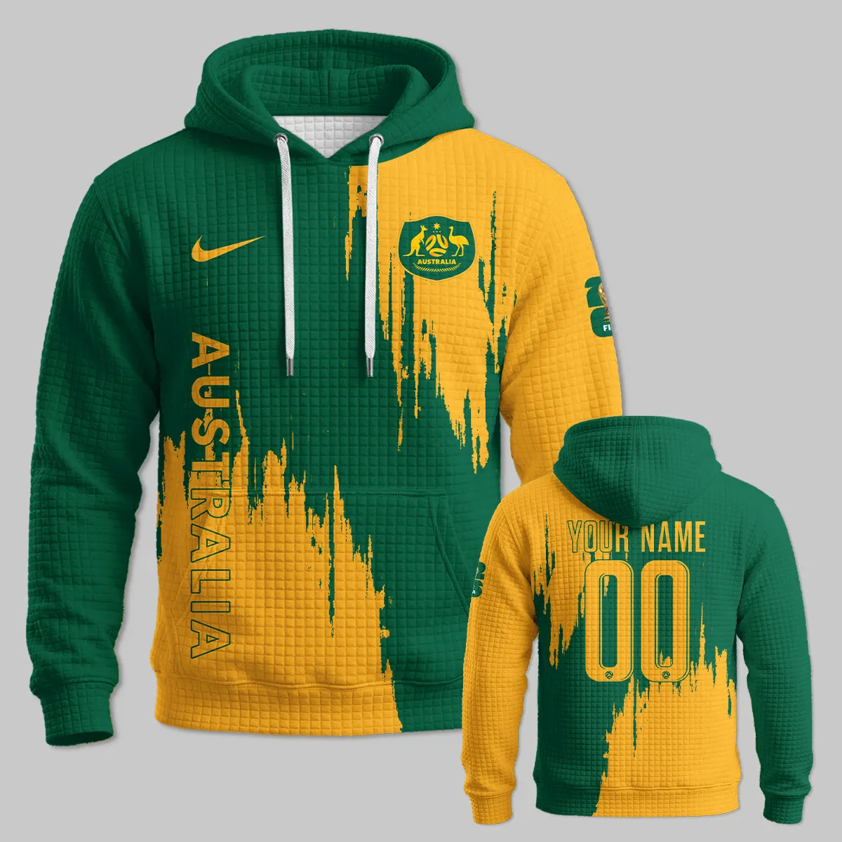 Australia Concept Jersey Hoodie Quilted Waffle All Over Prints - Gift for Australia Fans QTAU030426A6-HQW