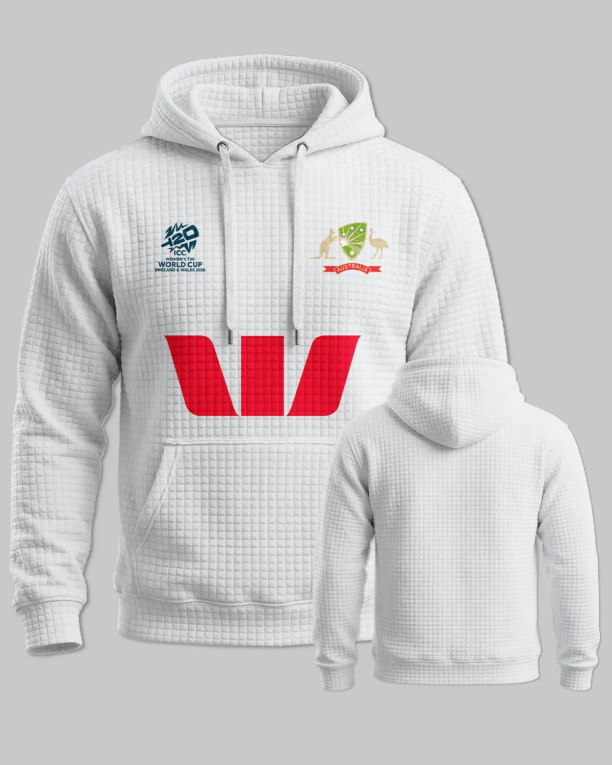 Cricket Cricket Australia Test 2026 Women's T20 World Cup Hoodie Quilted Waffle All Over Prints - Gift for Australia Fans QTCK300326AA6-HQW