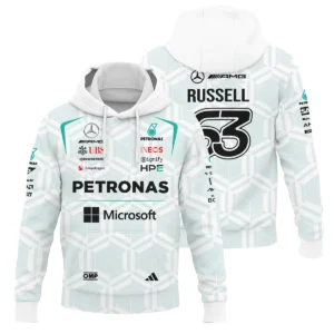 2026 George Russell Mercedes F1 Teamwear Hoodie BLGR30326A2HD - White