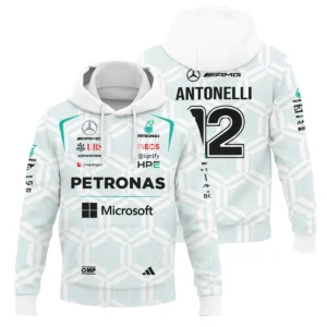 2026 Kimi Antonelli Mercedes F1 Teamwear Hoodie BLKA29326A2HD - White