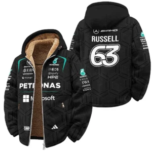 2026 George Russell Mercedes F1 Teamwear Winter Fleece Jacket BLGR30326A1WFJ - Black