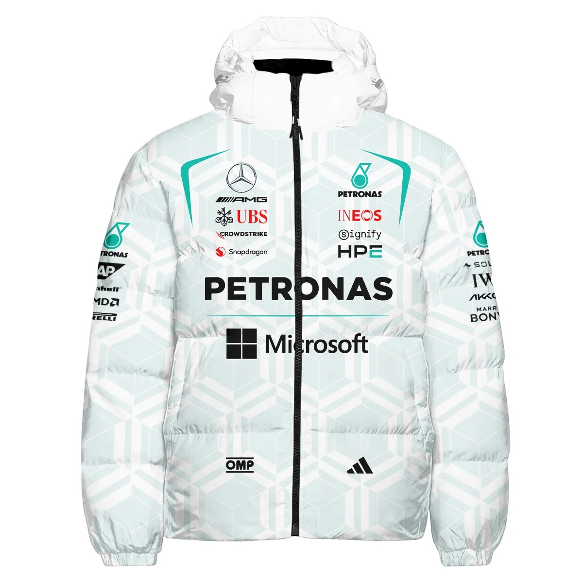 2026 Kimi Antonelli Mercedes F1 Teamwear Down & Puffer Jackets BLKA29326A2HCJ - White - Image 2