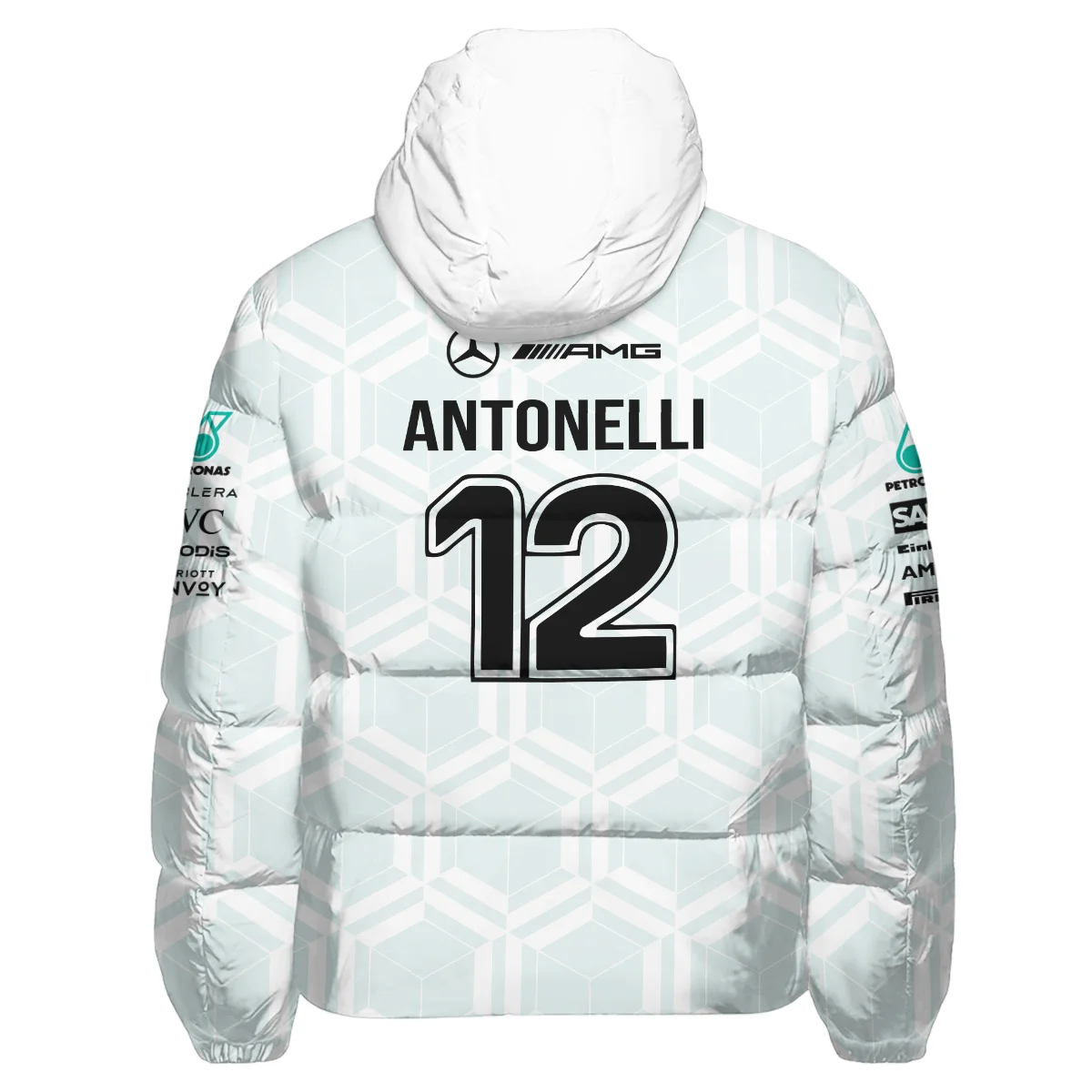 2026 Kimi Antonelli Mercedes F1 Teamwear Down & Puffer Jackets BLKA29326A2HCJ - White - Image 3