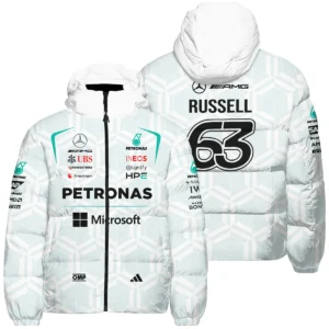 2026 George Russell Mercedes F1 Teamwear Down & Puffer Jackets BLGR30326A2HCJ - White