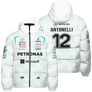 2026 Kimi Antonelli Mercedes F1 Teamwear Down & Puffer Jackets BLKA29326A2HCJ - White
