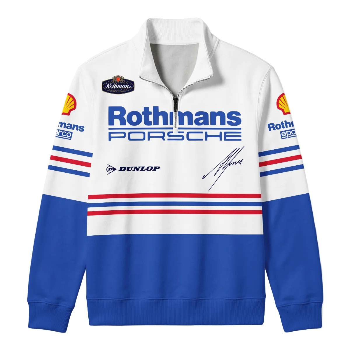 1984 Alan Jones Rothmans Porsche Sandown 1000 Quarter Zip Sweatshirt BLAJ5426A1QZS - Image 2