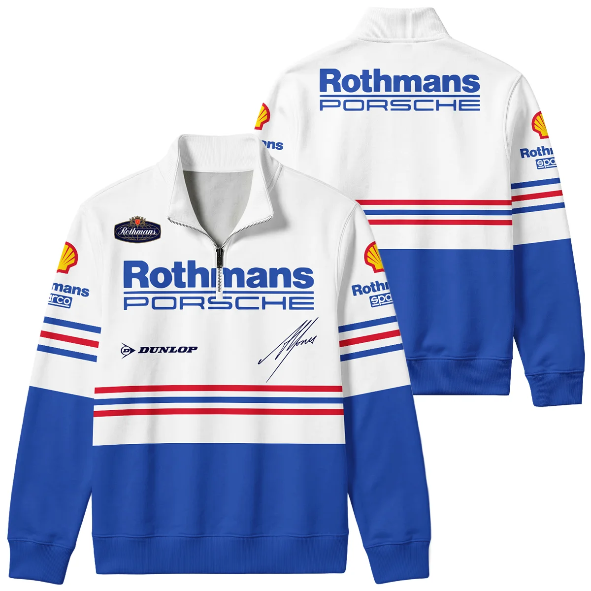 1984 Alan Jones Rothmans Porsche Sandown 1000 Quarter Zip Sweatshirt BLAJ5426A1QZS