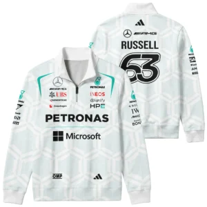 2026 George Russell Mercedes F1 Teamwear Quarter Zip Sweatshirt BLGR30326A2QZS - White