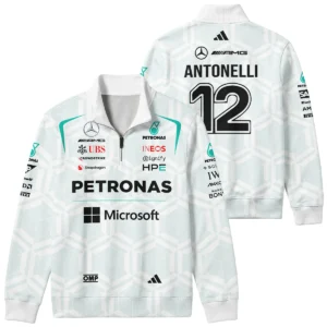 2026 Kimi Antonelli Mercedes F1 Teamwear Quarter Zip Sweatshirt BLKA29326A2QZS - White