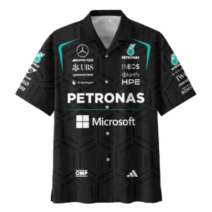 Alternative view of 2026 Kimi Antonelli Mercedes F1 Teamwear Hawaiian Shirt BLKA29326A1HW - Black