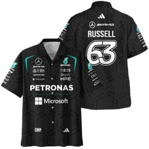 2026 George Russell Mercedes F1 Teamwear Hawaiian Shirt BLGR30326A1HW - Black