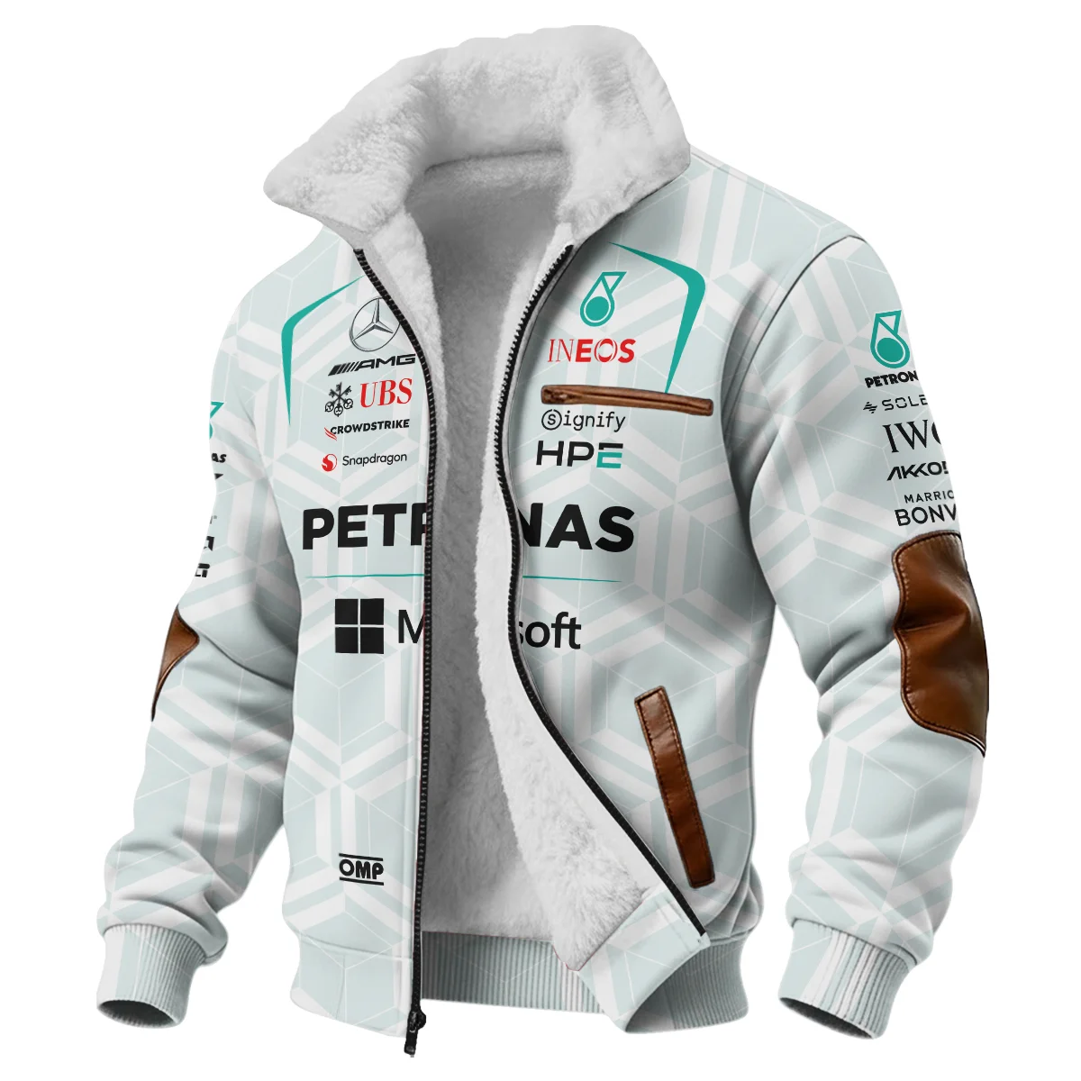2026 Kimi Antonelli Mercedes F1 Teamwear Fleece Jacket BLKA29326A2FJ - White - Image 2