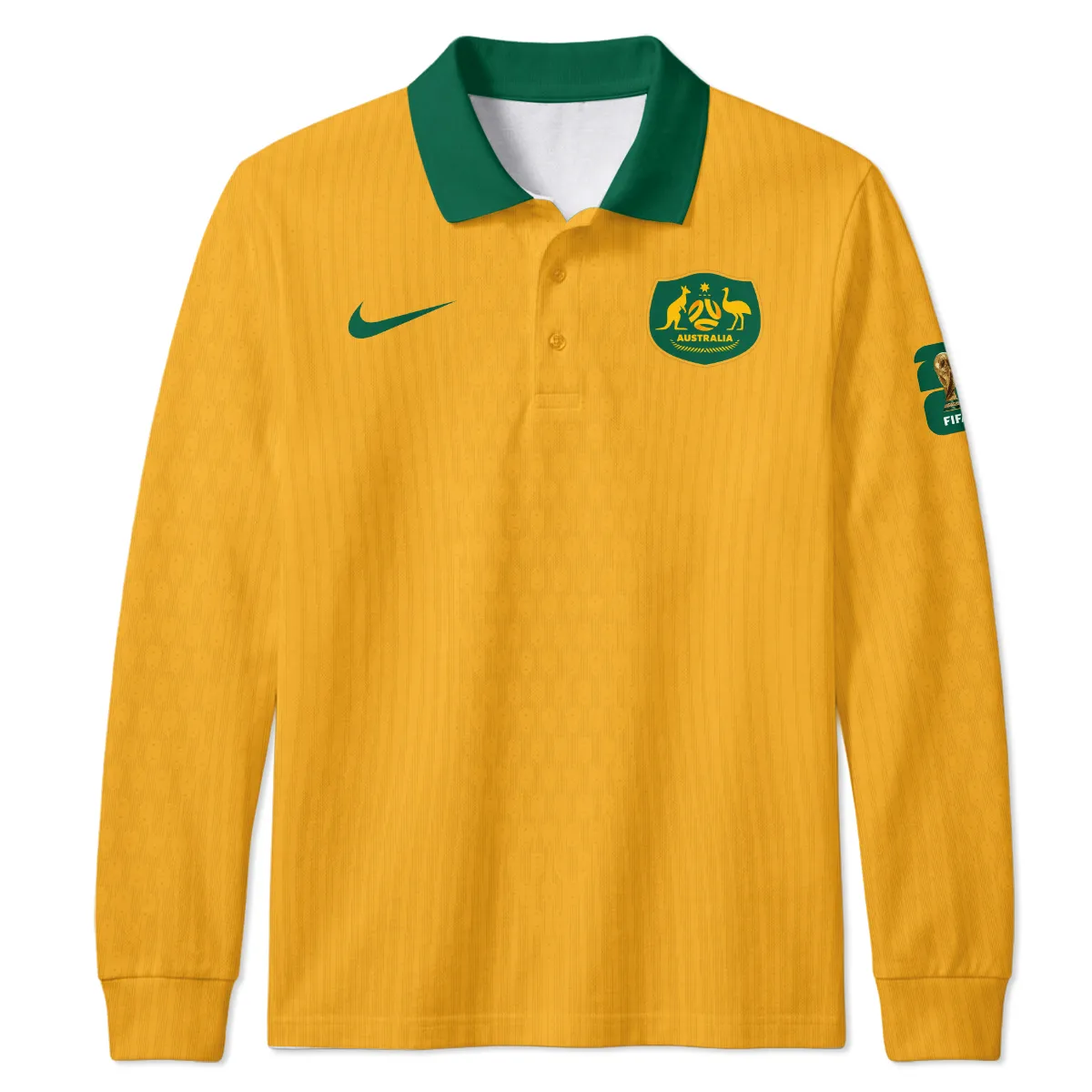 Australia Match Home 2026/27Jersey Long Polo All Over Prints - Gift for Australia Fans QTAU030426A1-LPL - Image 2
