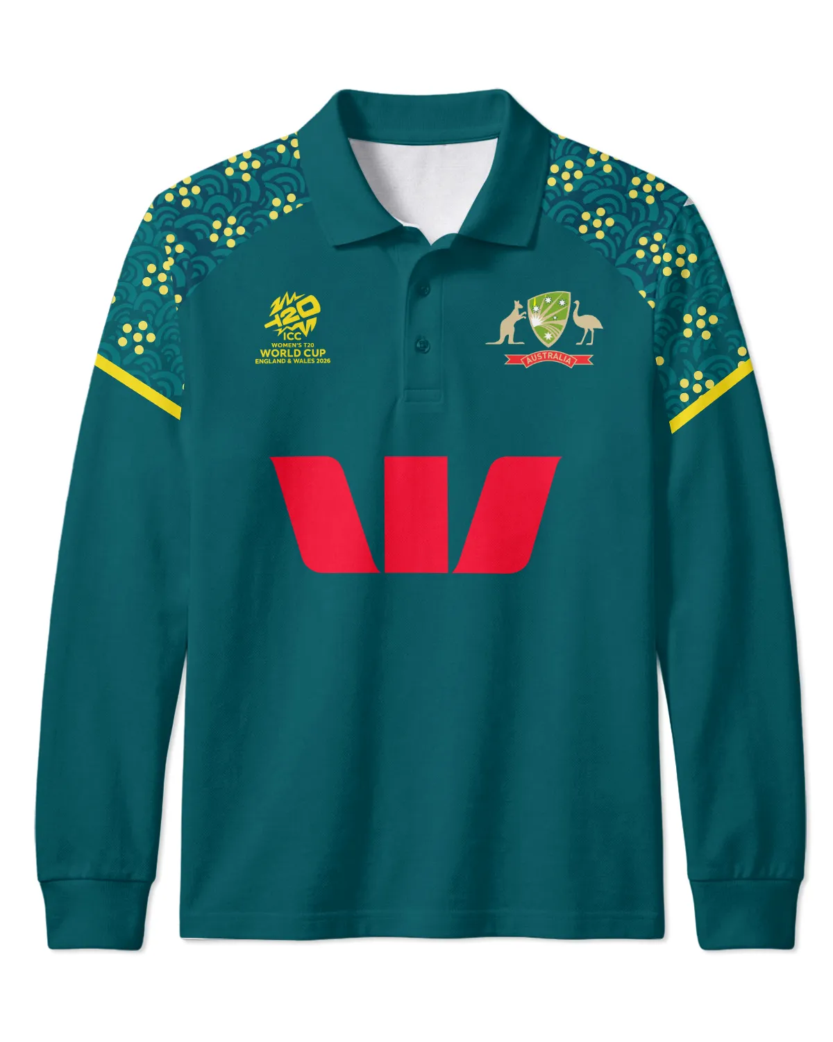 Cricket Australia 2026 Women's T20 World Cup Long Polo All Over Prints - Gift for Australia Fans QTCK300326AA5-LPL - Image 2