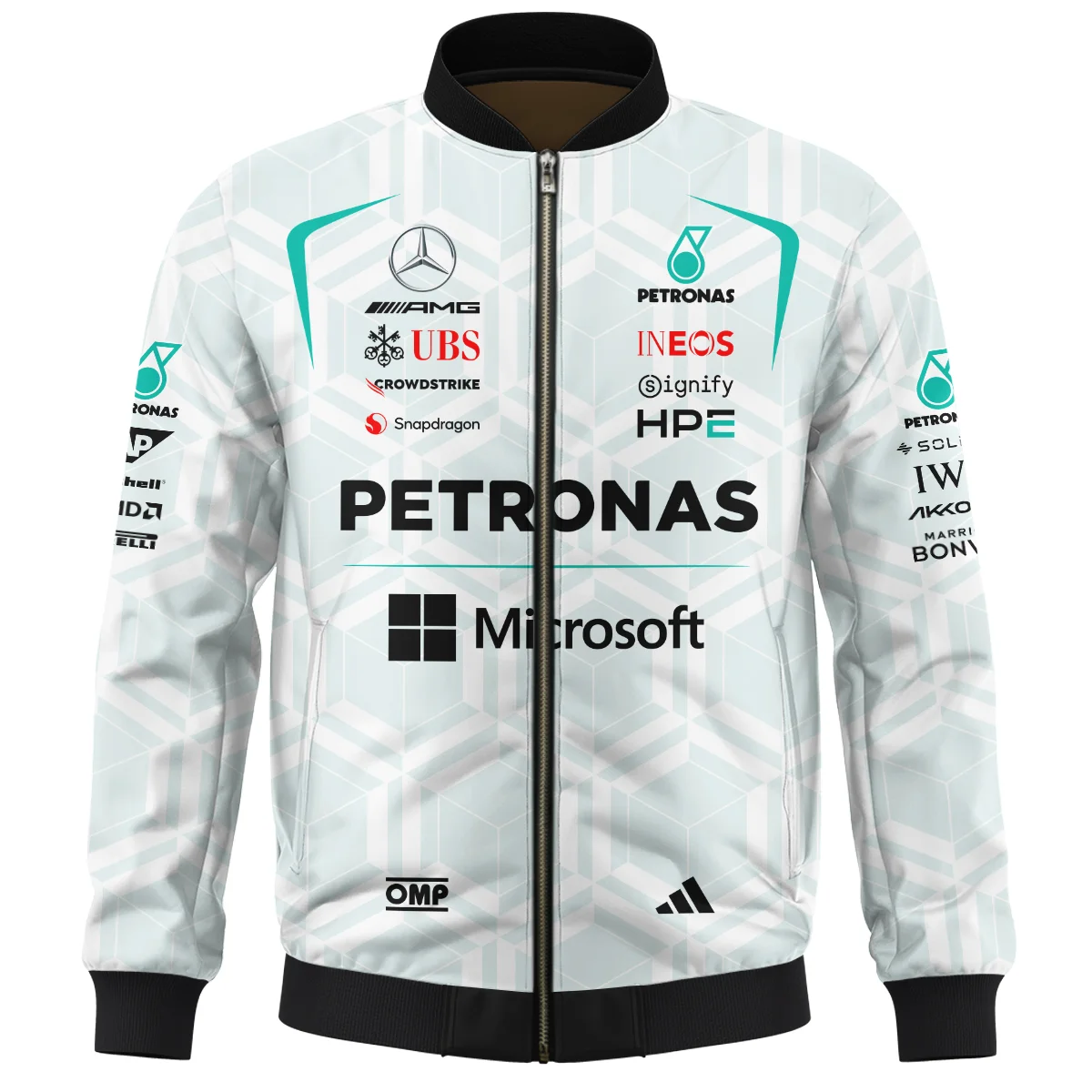 2026 Kimi Antonelli Mercedes F1 Teamwear Bomber BLKA29326A2BB - White - Image 2
