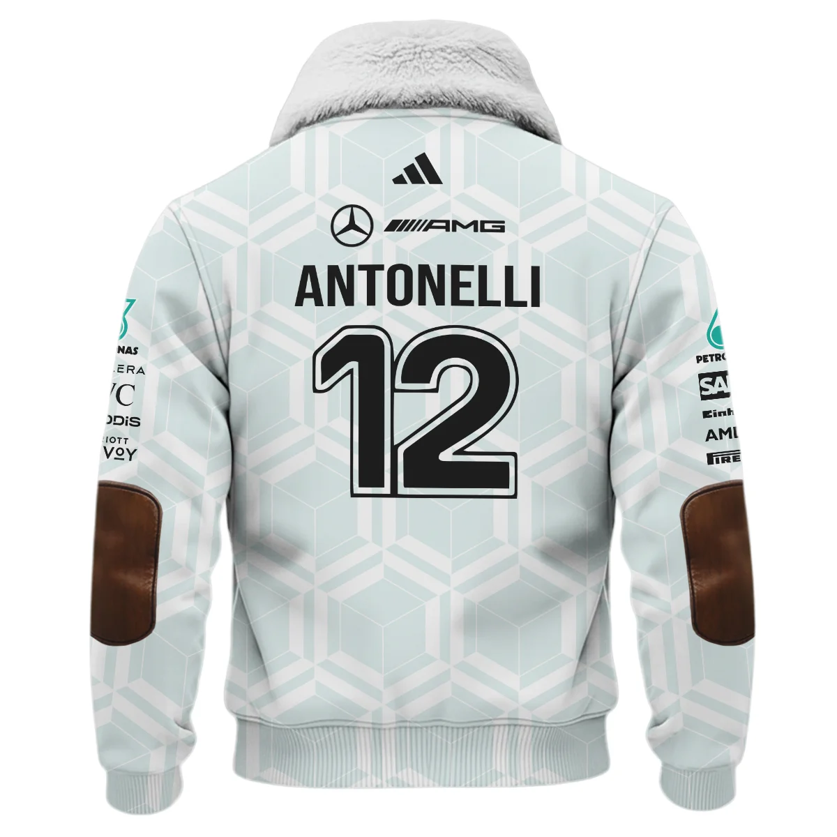 2026 Kimi Antonelli Mercedes F1 Teamwear Fleece Jacket BLKA29326A2FJ - White - Image 3