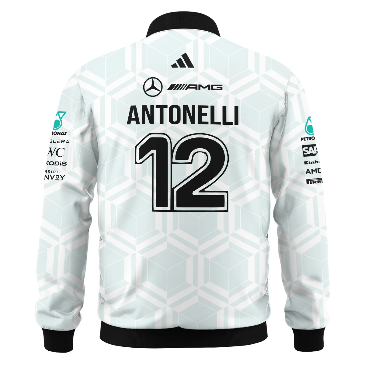 2026 Kimi Antonelli Mercedes F1 Teamwear Bomber BLKA29326A2BB - White - Image 3