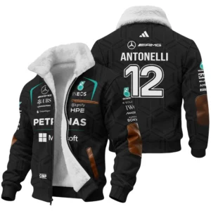 2026 Kimi Antonelli Mercedes F1 Teamwear Fleece Jacket BLKA29326A1FJ - Black