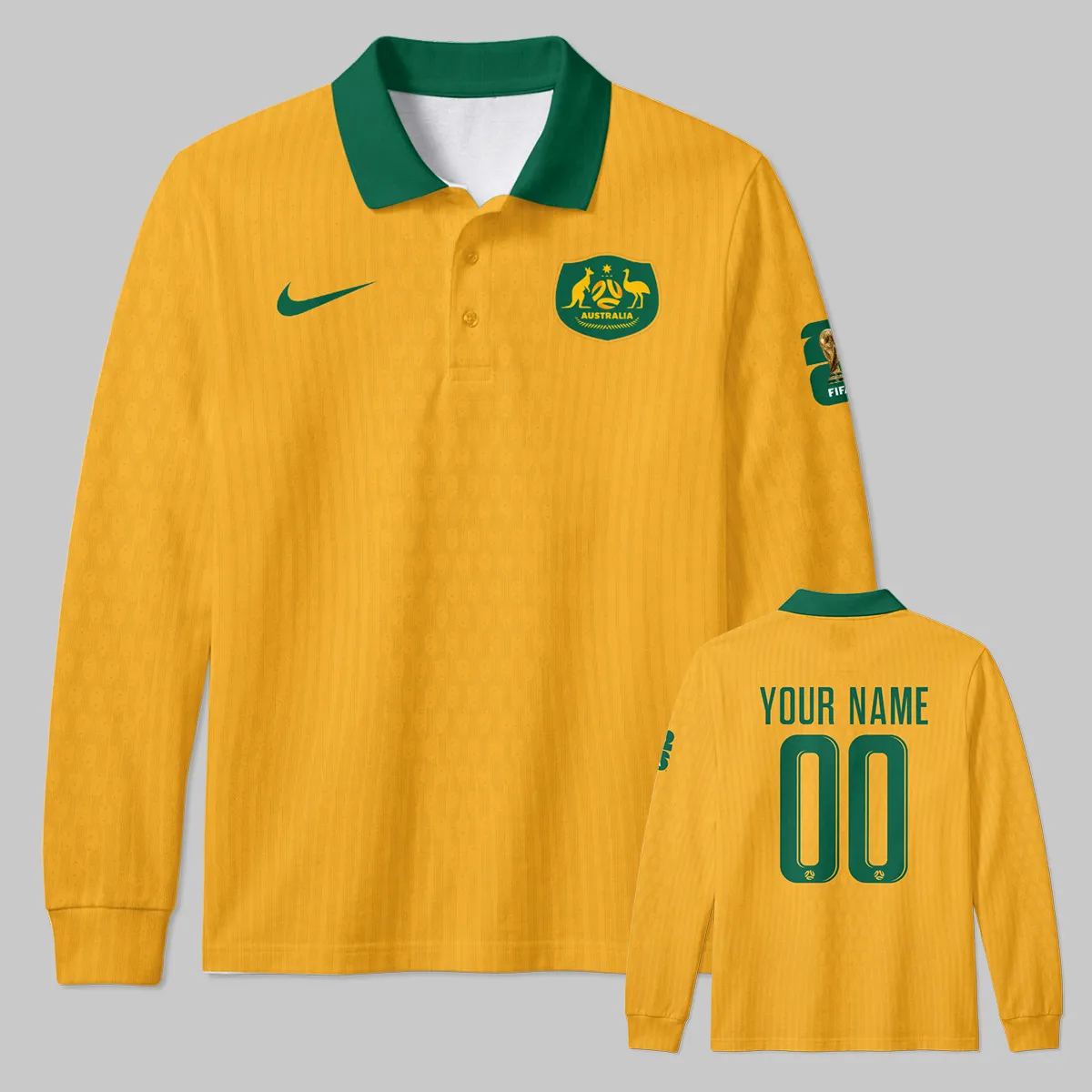 Australia Match Home 2026/27Jersey Long Polo All Over Prints - Gift for Australia Fans QTAU030426A1-LPL