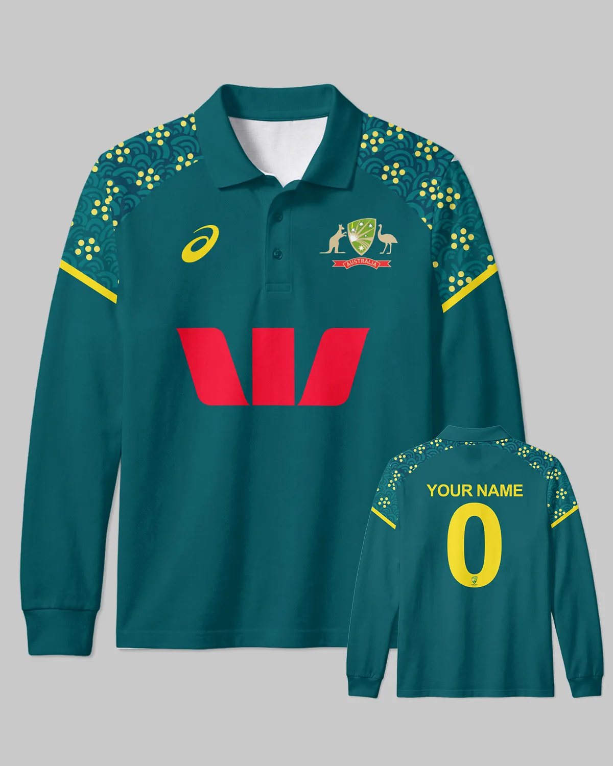 Cricket Australia T20 Mens 25/26 Long Polo All Over Prints - Gift for Australia Fans QTCK300326AA2-LPL
