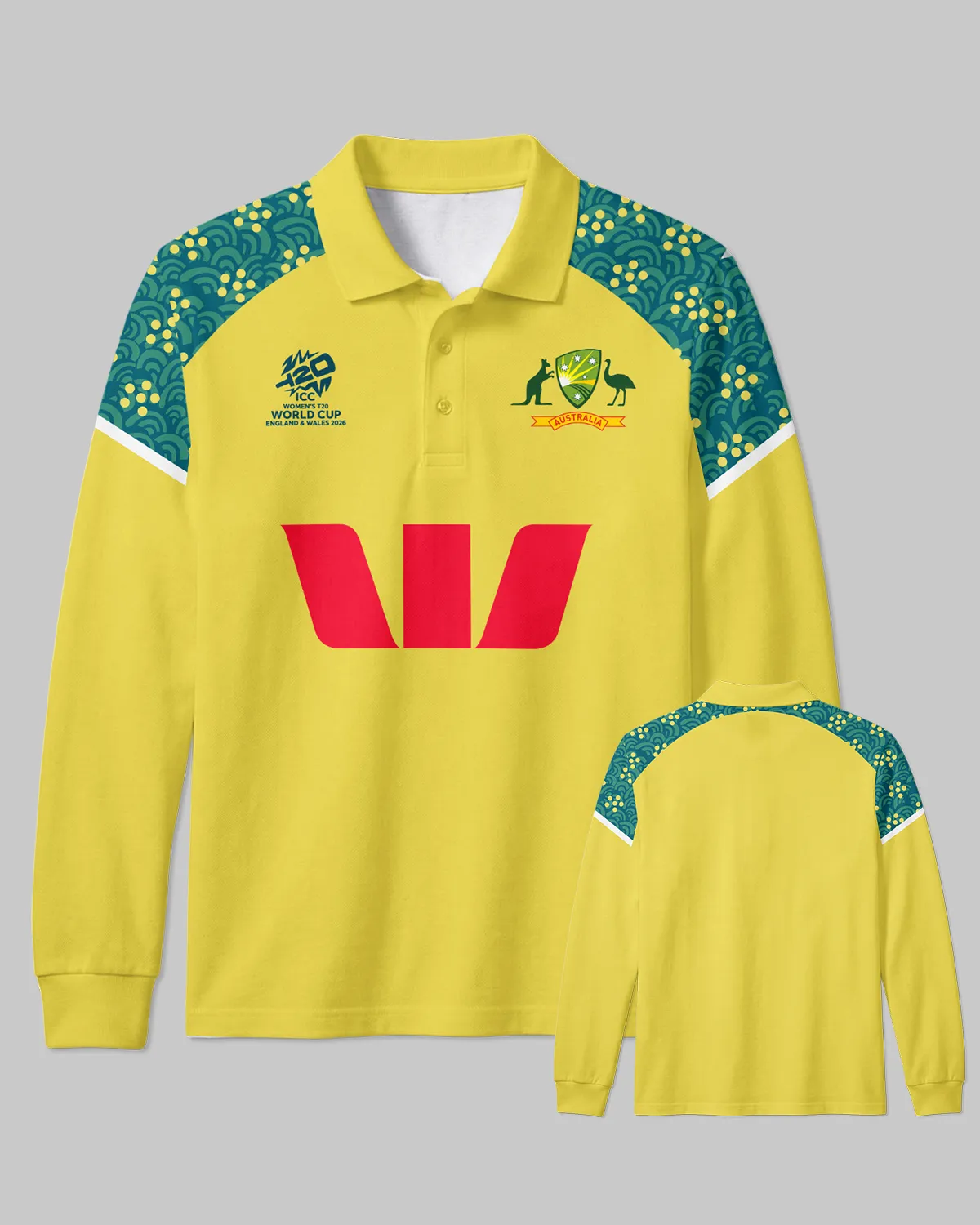 Cricket Australia ODI 2026 Women's T20 World Cup Long Polo All Over Prints - Gift for Australia Fans QTCK300326AA4-LPL