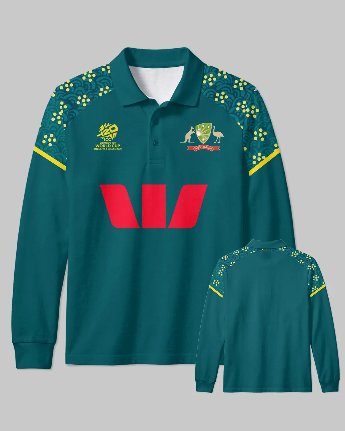 Cricket Australia 2026 Women's T20 World Cup Long Polo All Over Prints - Gift for Australia Fans QTCK300326AA5-LPL