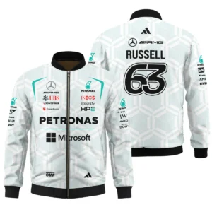 2026 George Russell Mercedes F1 Teamwear Bomber BLGR30326A2BB - White
